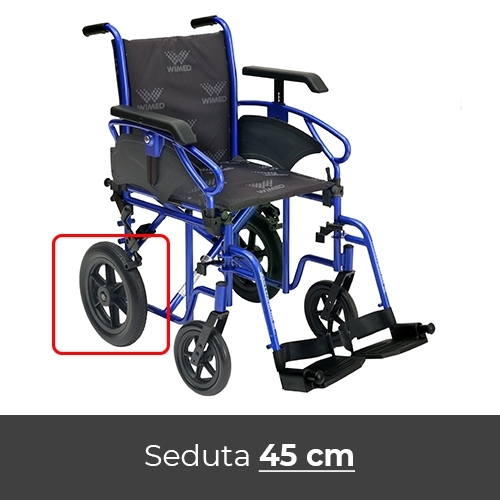 Noleggio sedia a rotelle seduta 45 cm TRANSITO con pedane estraibili.
Il noleggio minimo è di 15 giorni a partire da 1 euro al giorno.
Consegniamo a domicilio in tutta Italia, contattaci per maggiori informazioni.