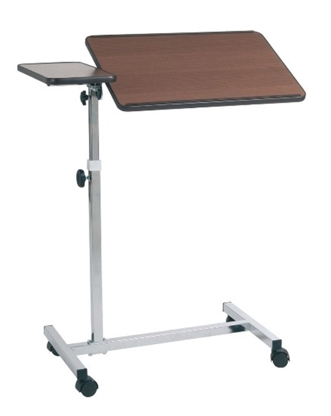 Picture of Vassoio da letto su ruote - regolazione manuale - 2 piani - colore marrone/naturale - Mopedia - cod. RS992