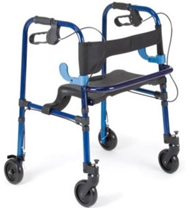Immagine di Rollator con 2 ruote  piroettanti con blocco 2 ruote fisse con freni altezza regolabile pieghevole con due leve in alluminio - Mopedia cod RP751