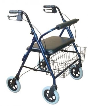Immagine di Rollator Kiev in allumunio struttura BARIATRICA ruote anteriori piroettanti cestino e poggiaschiena imbottito struttura pieghevole - Intermedi - Cod RA-215157B